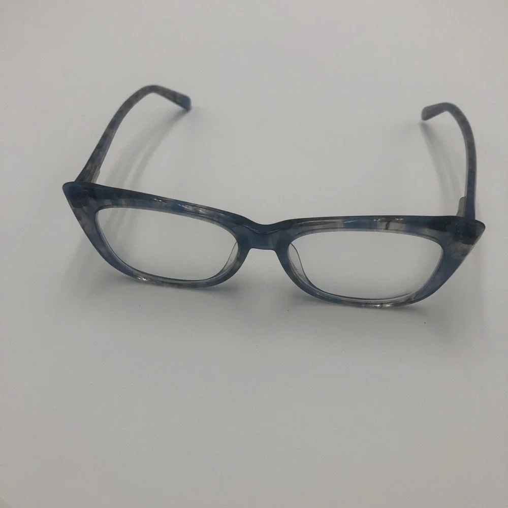 Womens Eye Glasses Frames Blue Tortoise Cat Eye Marbled Swirl Preowned With Case